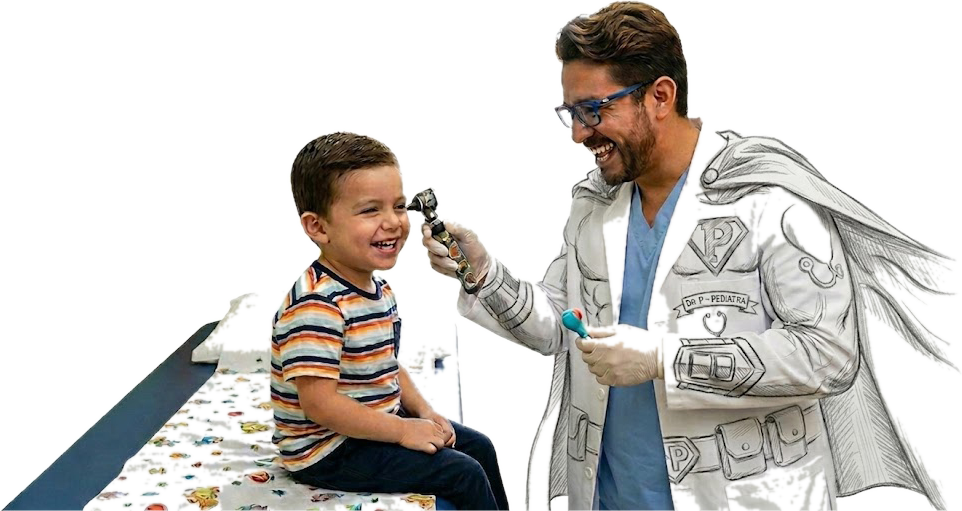 Pediatra atendiendo a un niño en consulta